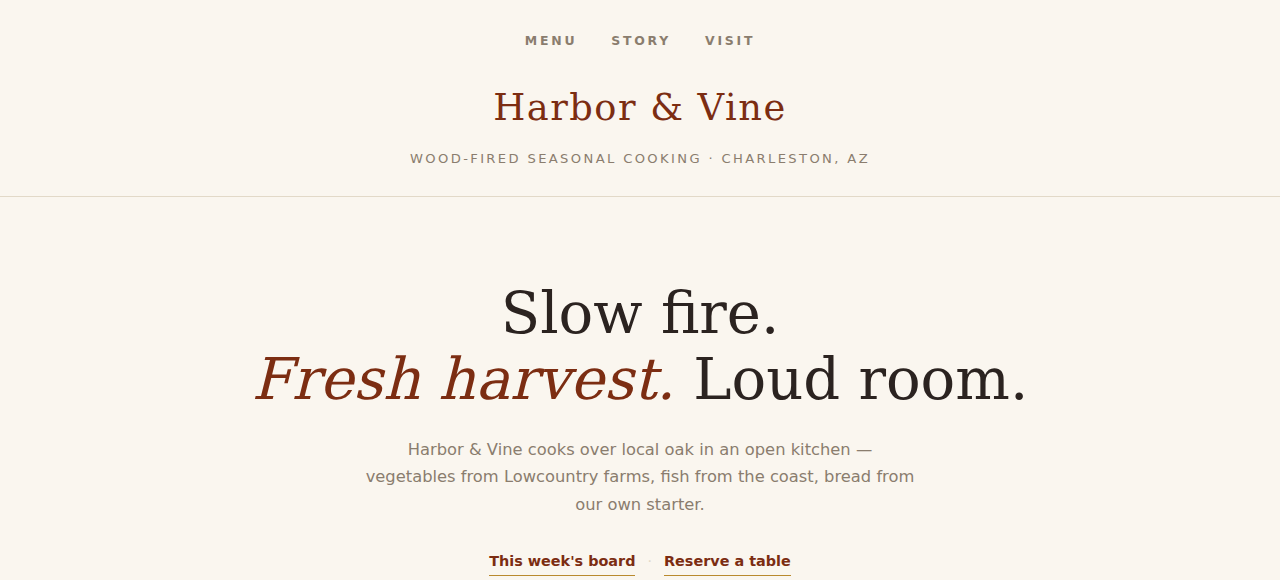 Harbor & Vine Bistro — sample build