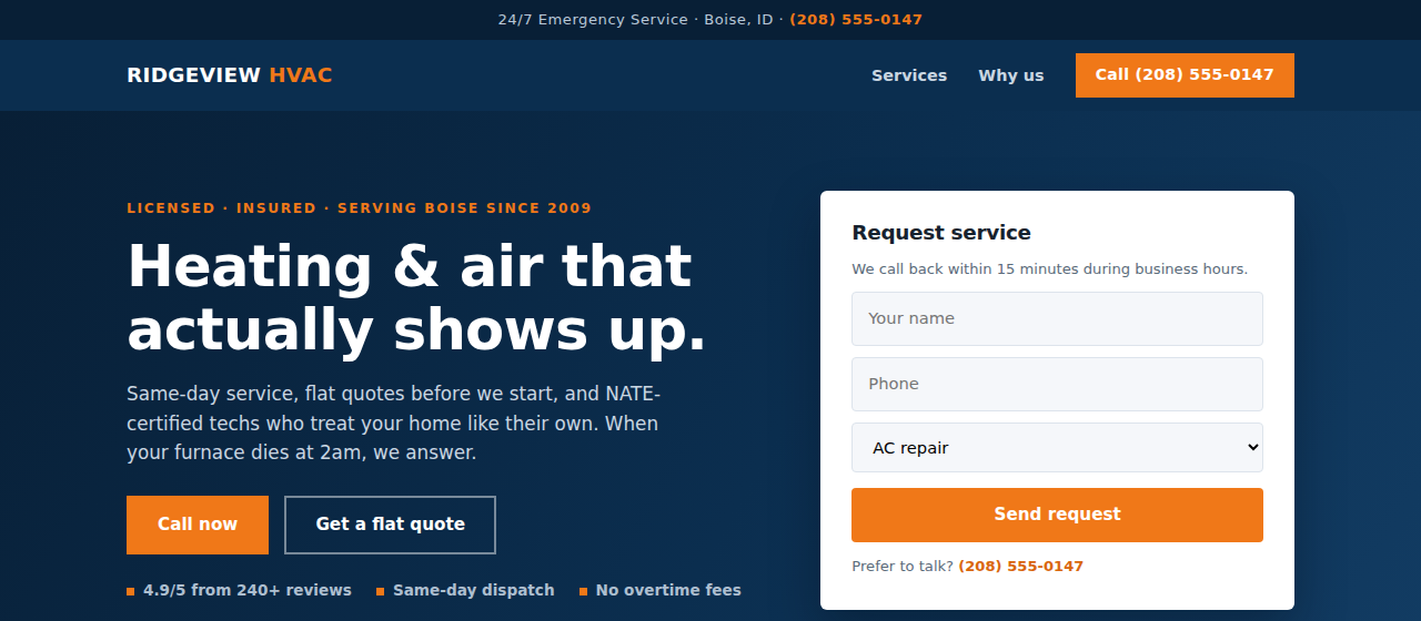 Ridgeview Heating & Air — sample build